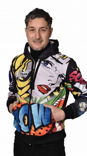 Felpa Hey Team tecnica zip pop art